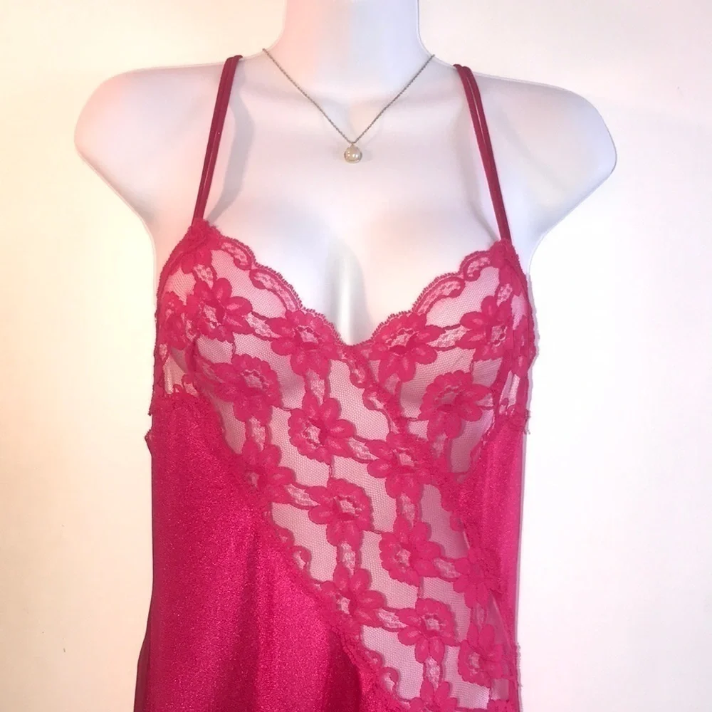 Vintage Vandemere Pink Lace Long Nightgown Size Large